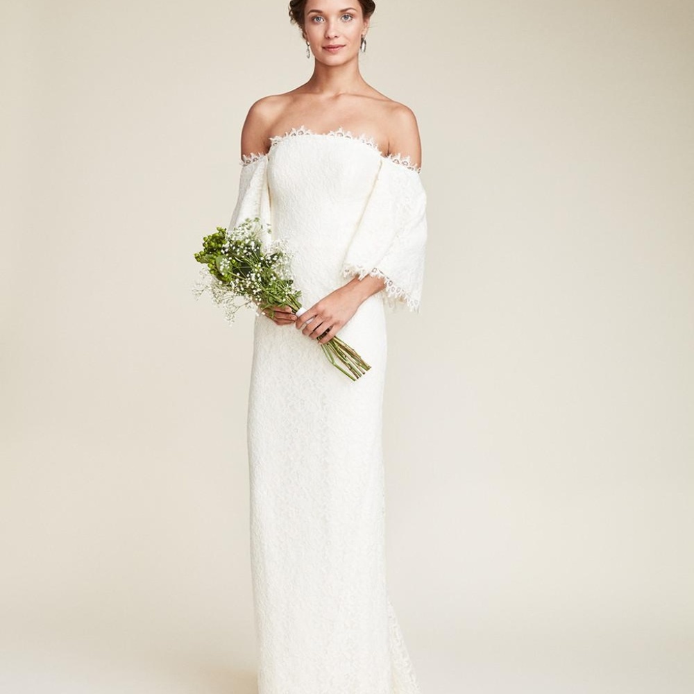 Nicole Miller Lace Off-The-Shoulder Wedding Dress